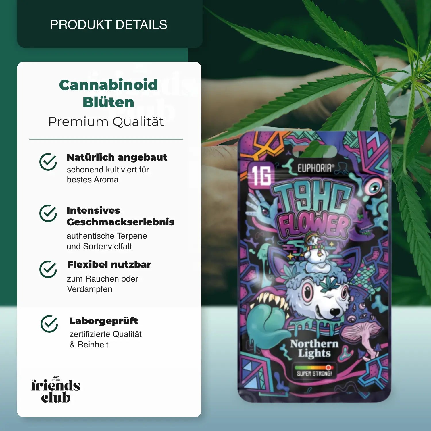 T9HC-Blüten – Northern Light (1 g) - hhcfriends