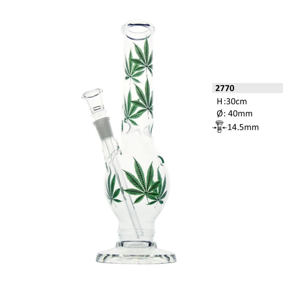 Glasbong mit Leaf-Design – 30 cm-HHCFriends